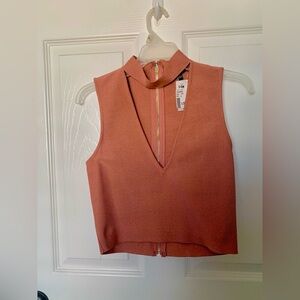 Peach Sleeveless Choker Crop Top